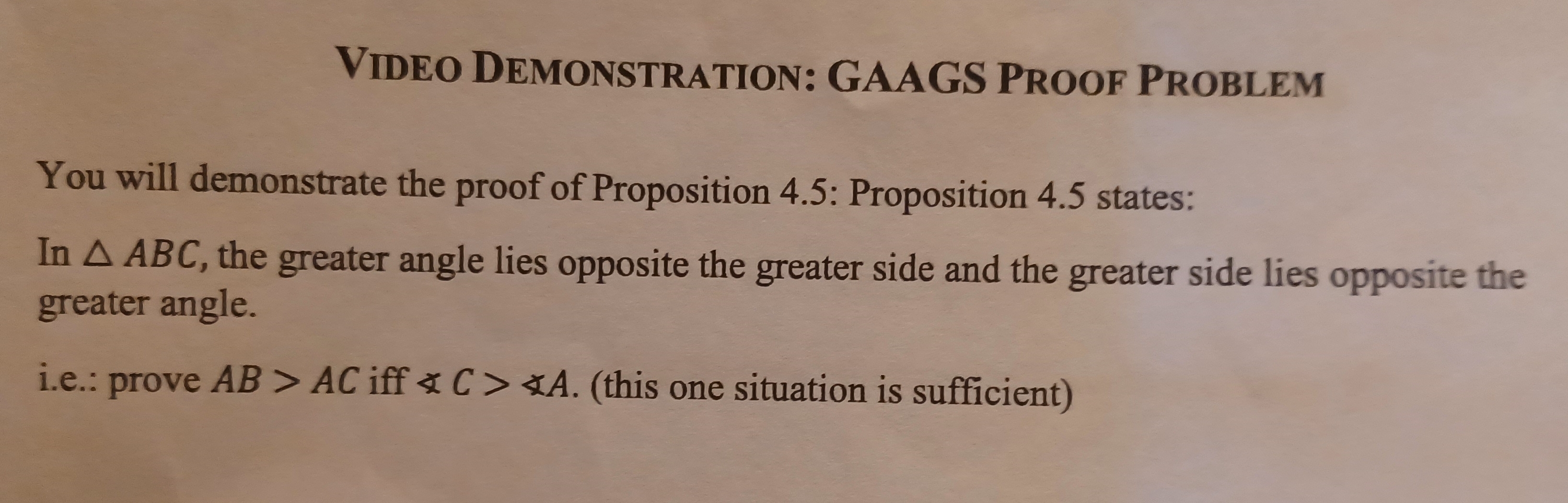 MODERN GEOMETRY GAAGS PROOF PROBLEM VIDEO