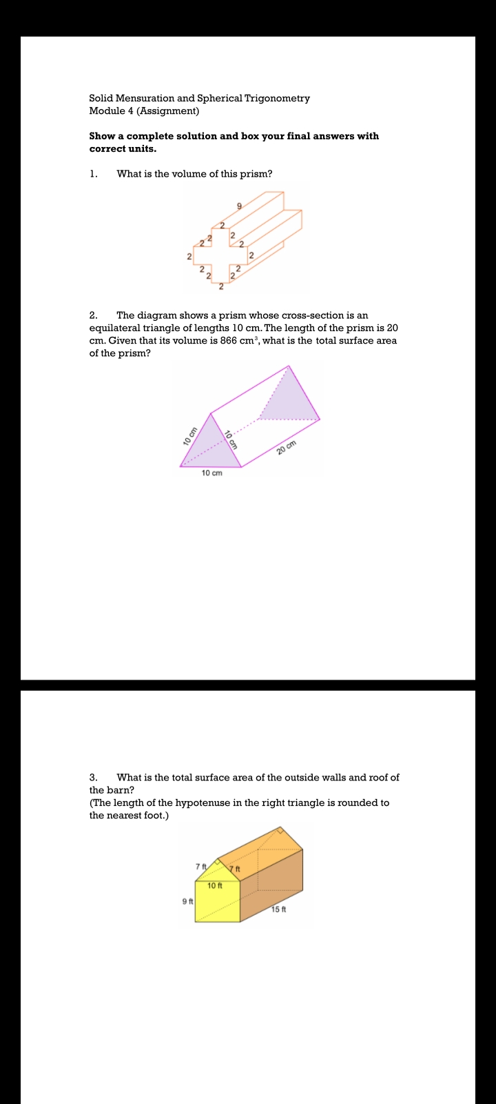 Solid Mensuration and Spherical Trigonometry