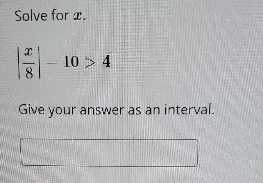 help with the problem Solve for x. 00 83 - 10  style=