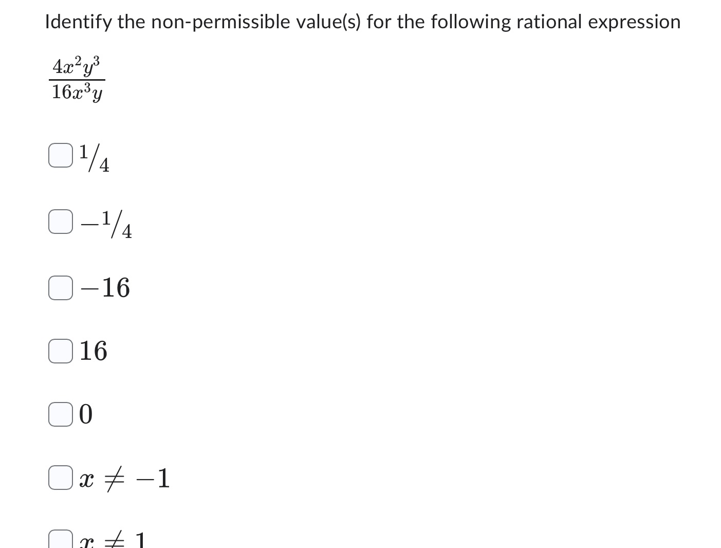 Identify the non-permissible value(s) for the
