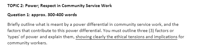 TOPIC 2: Power; Respect in Community Service Work