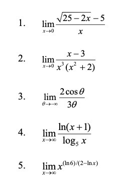 1. 25-2x - 5 lim X-D X x-3 2. lim X-0 x