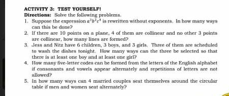 please help me ACTIVITY 3: TEST YOURSELFI