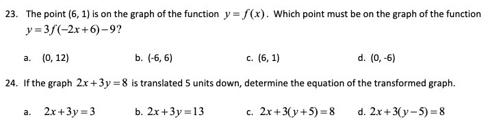 23. The point (6, 1) is on the graph of the
