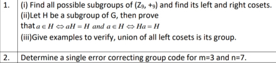 Discrete Mathematics and Graph theory :- 1. (i)