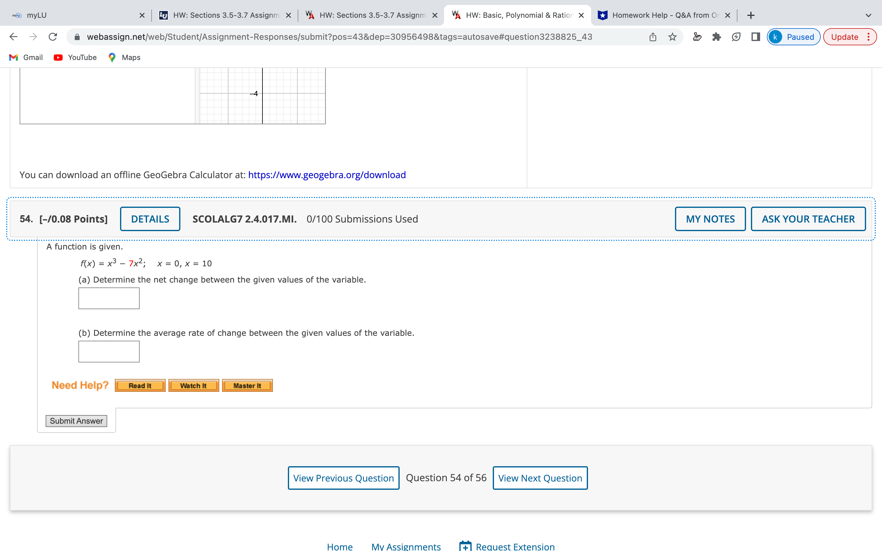 my20 myLU X Lu HW: Sections 3.5-3.7 Assignm X A