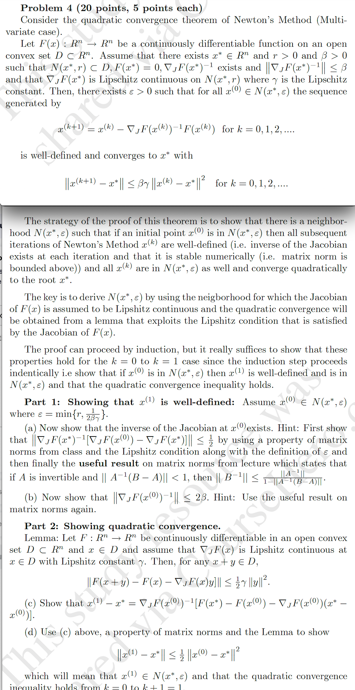 Problem 4 (20 points, 5 points each) Consider the