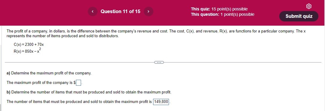 < Question 10 of 15 Find the zero(s) of the