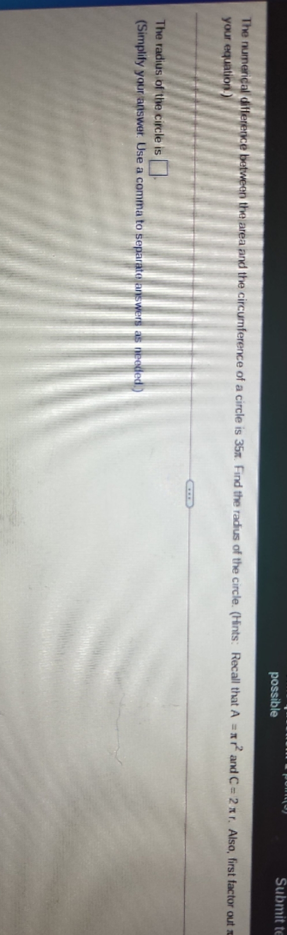 The the numerical difference between the area of