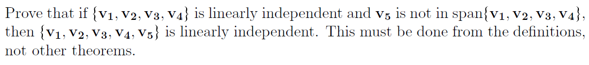 Prove that if { v1, v2, v3, v4} is linearly