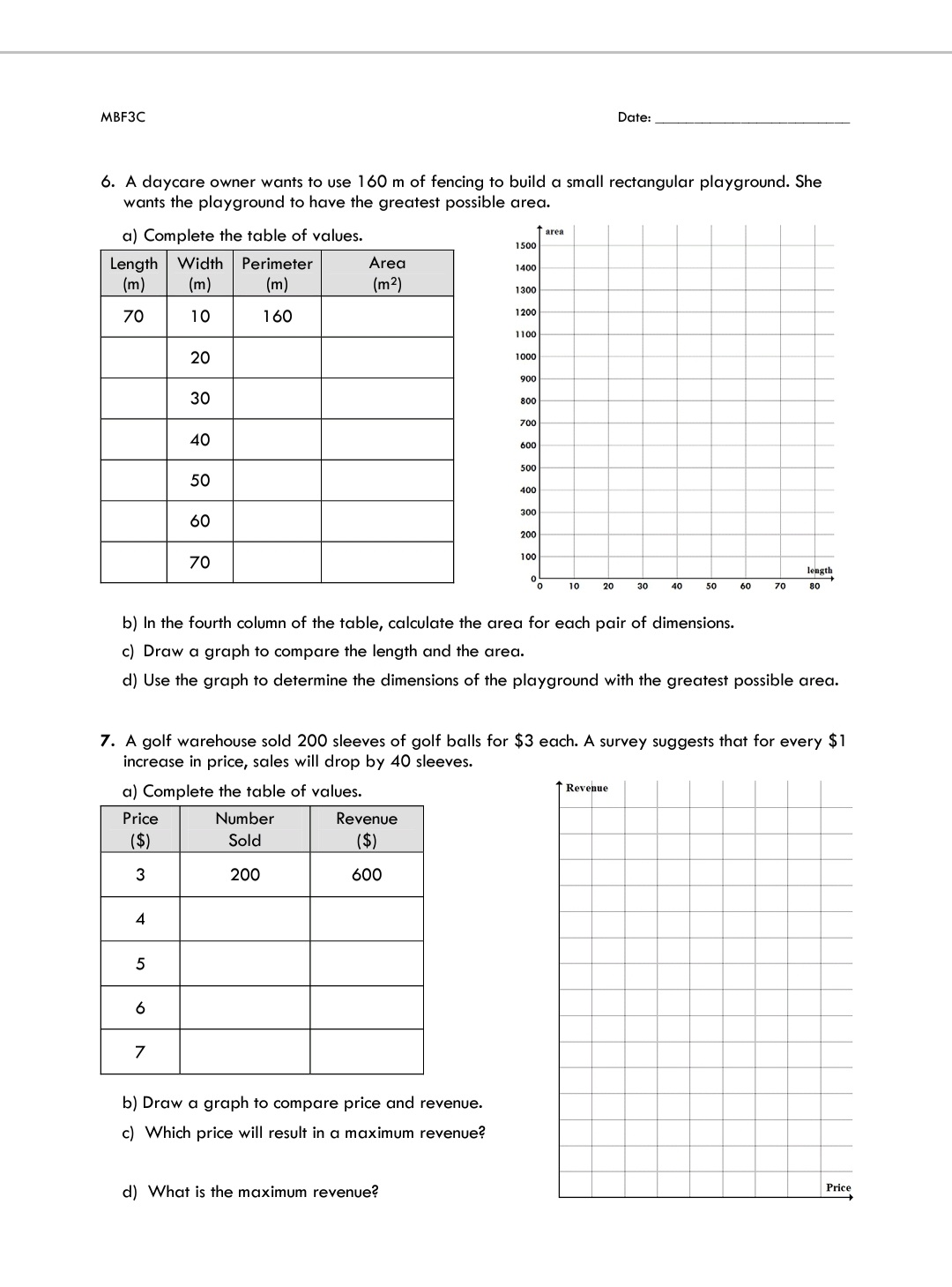 MB F3C Date: 6. A daycare owner wants to use 160