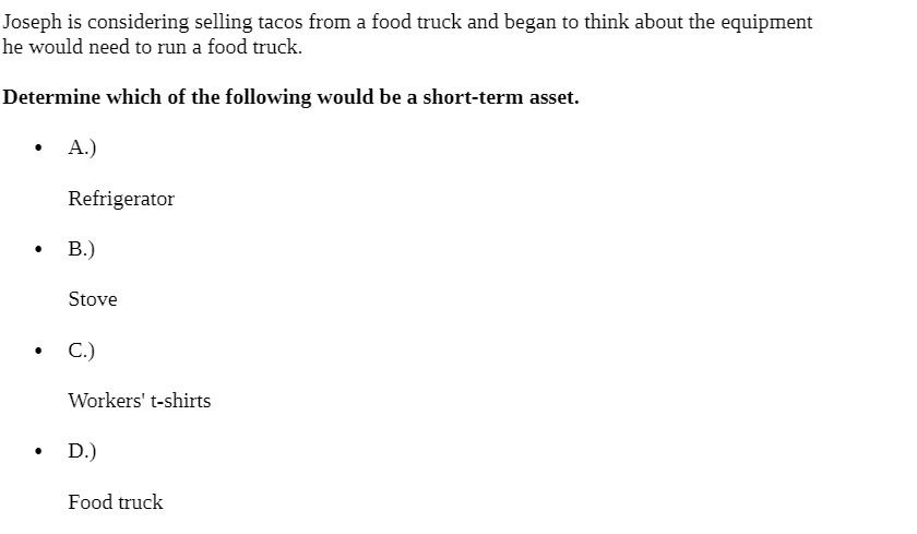 Joseph is considering selling tacos from a food