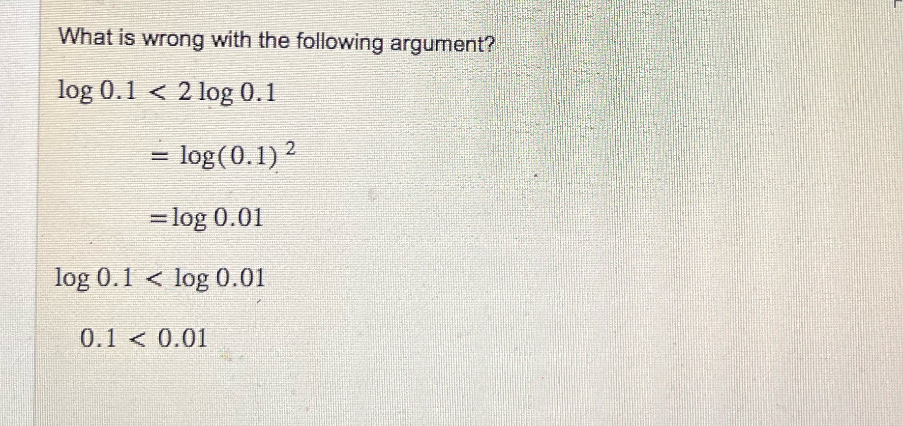 What is wrong with the following argument? log