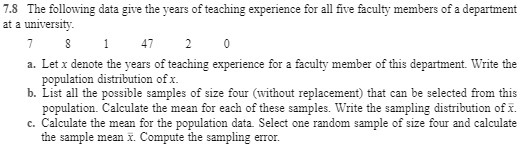 7.8 The following data give the years of teaching