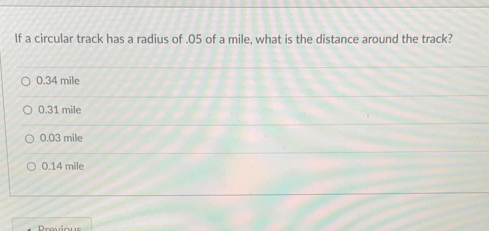 If a circular track has a radius of .05 of a
