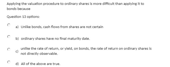 Applying the valuation procedure to ordinary