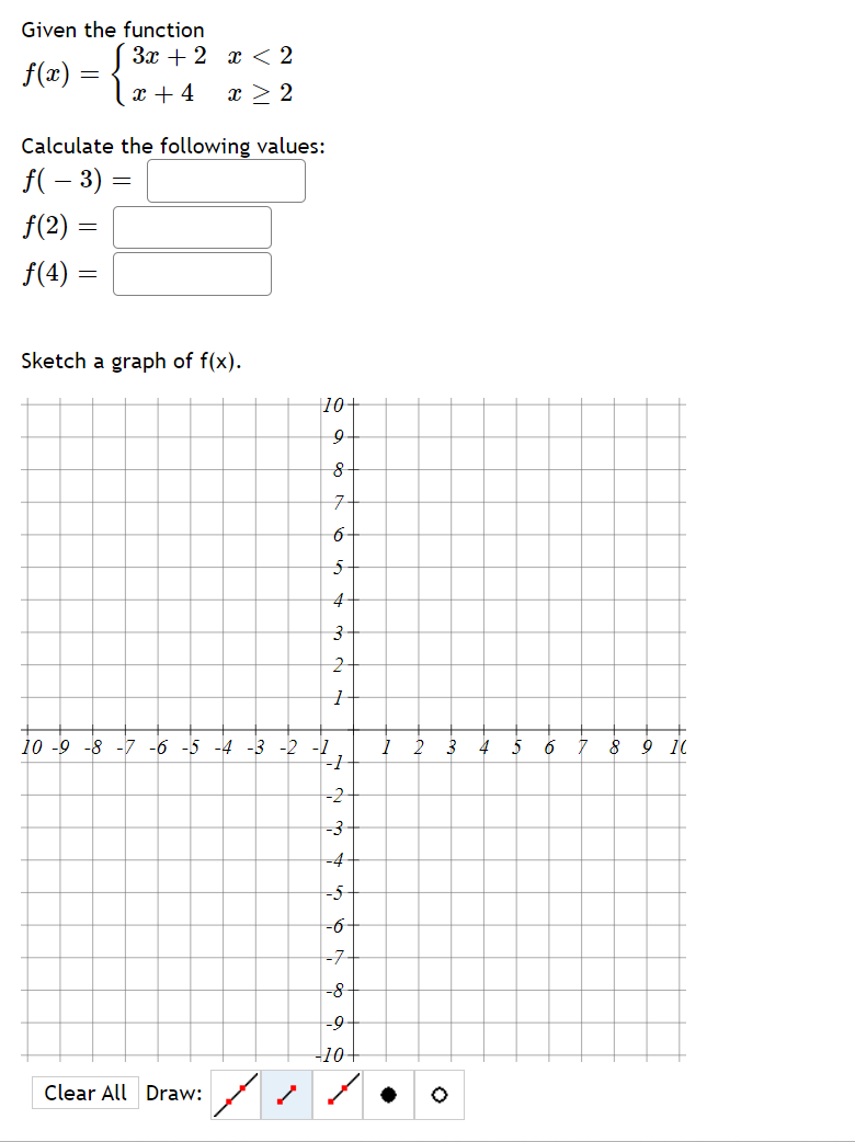 Given the function 3m+2 :1': <2 (I: : fl)