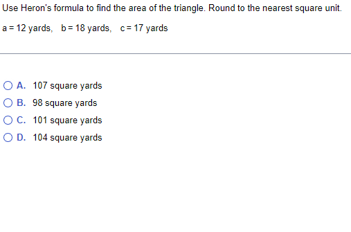Use Heron's formula to find the area of the