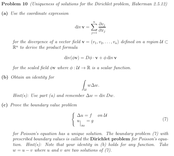 Problem 10 (Uniqueness of solutions for the