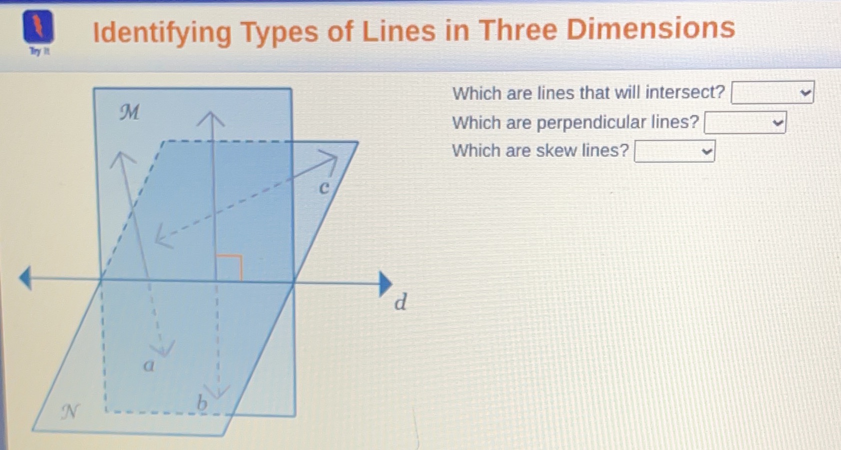 Identifying Types of Lines in Three Dimensions