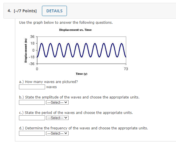 2. [-/7 Points] DETAILS Use the graph below to