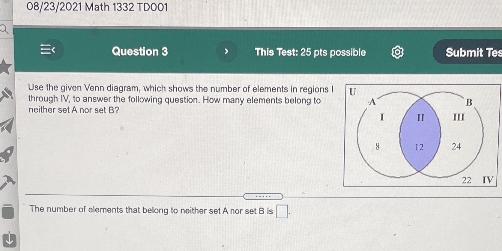 What's the answer? 08/23/2021 Math 1332 TD001 E