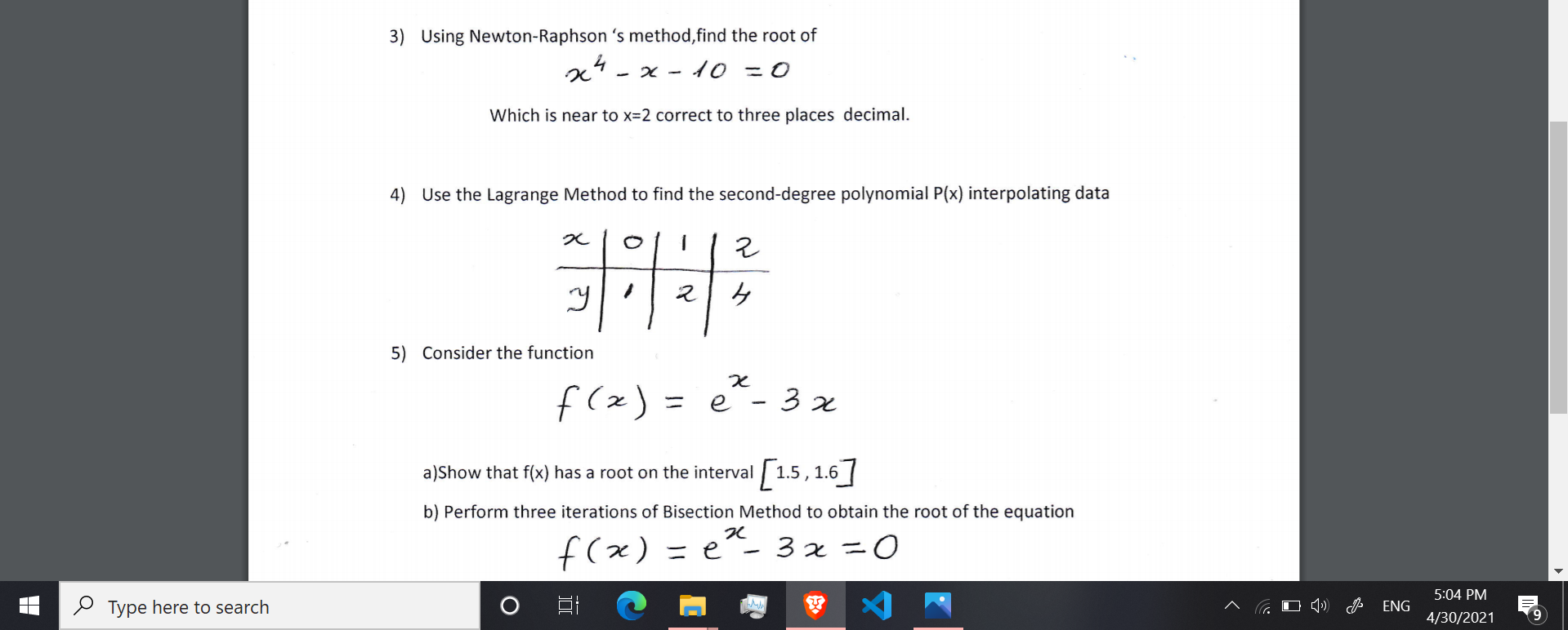 The Questions are provided in the picture 1) a)