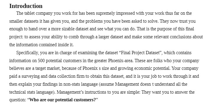 Introduction The tablet company you work for has
