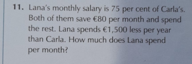 solving linear equations 11. Lana's monthly