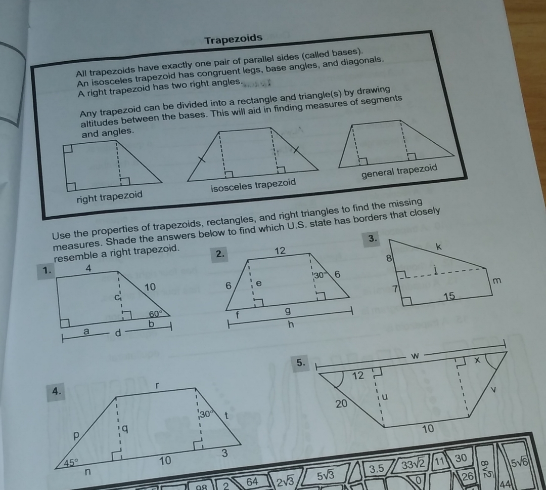 Use the properties of trapezoid , reactangles and