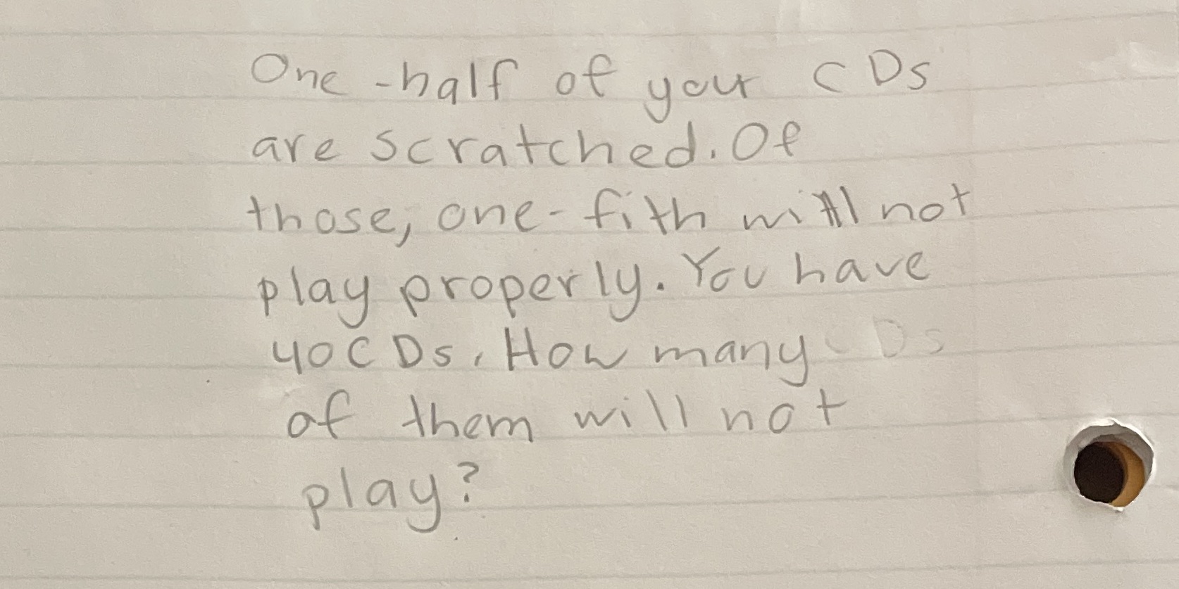 One - half of your CDS are scratched. Of those,