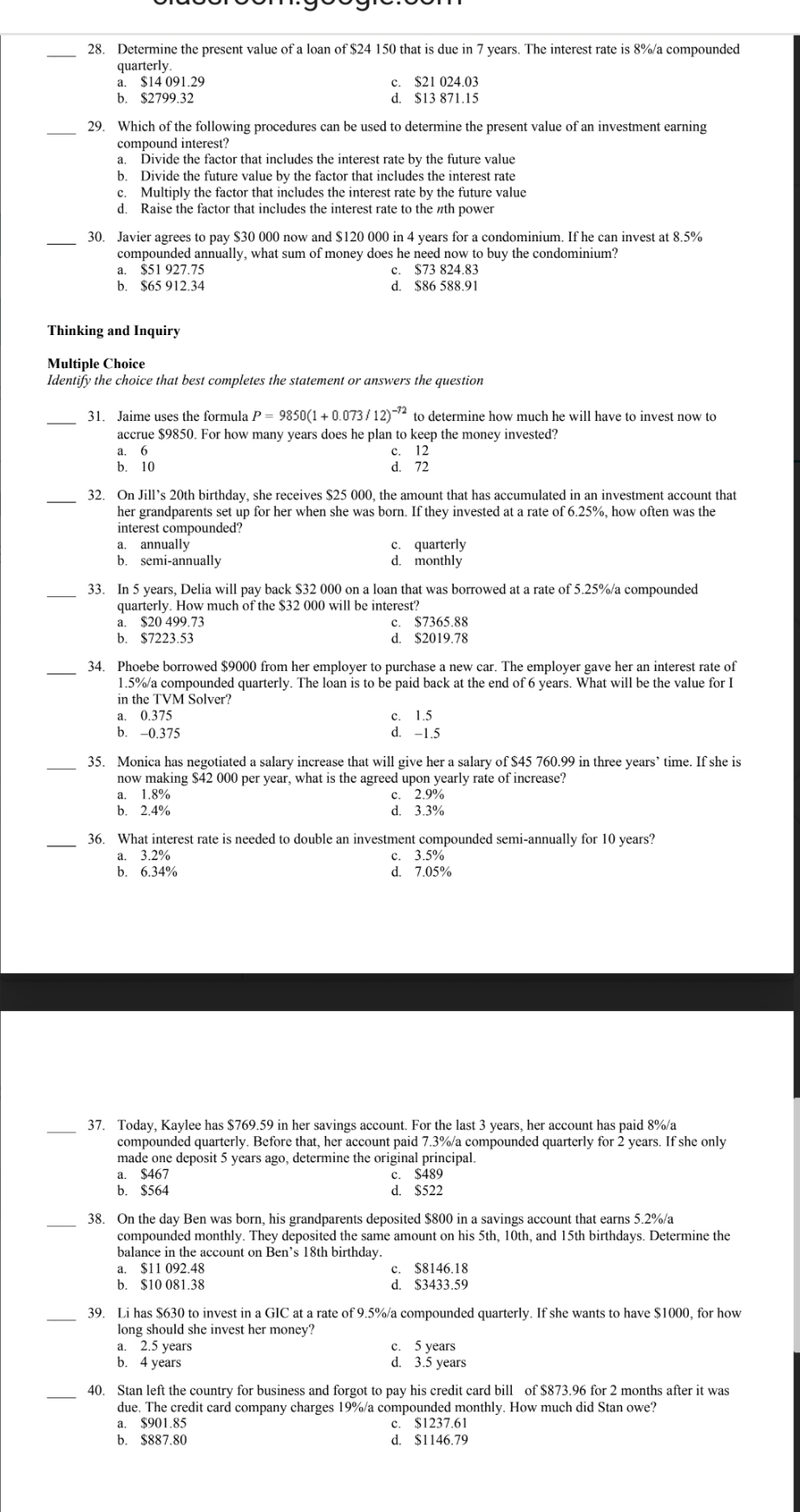 Need someone's help! It's grade 11 college Math.