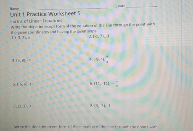 help please Name Date Unit 1 Practice Worksheet 5