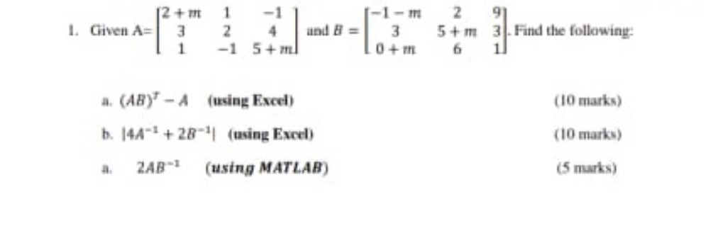 m=6 2 + m -1- m 2 1. Given A= 2 and B = 3 5+ m 3