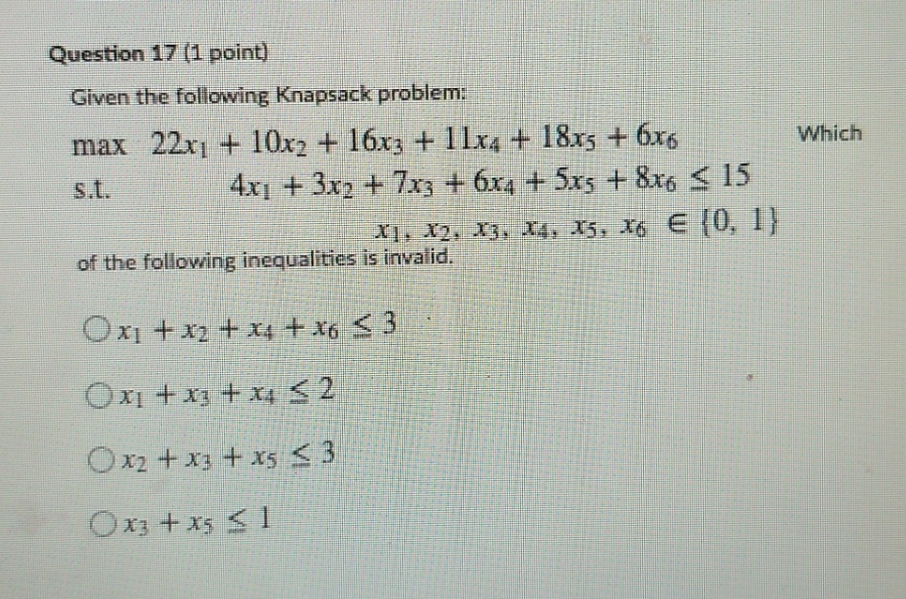 answer carefully Question 17 (1 point) Given the