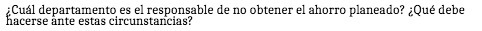 Cual departamento es el responsable de no obtener