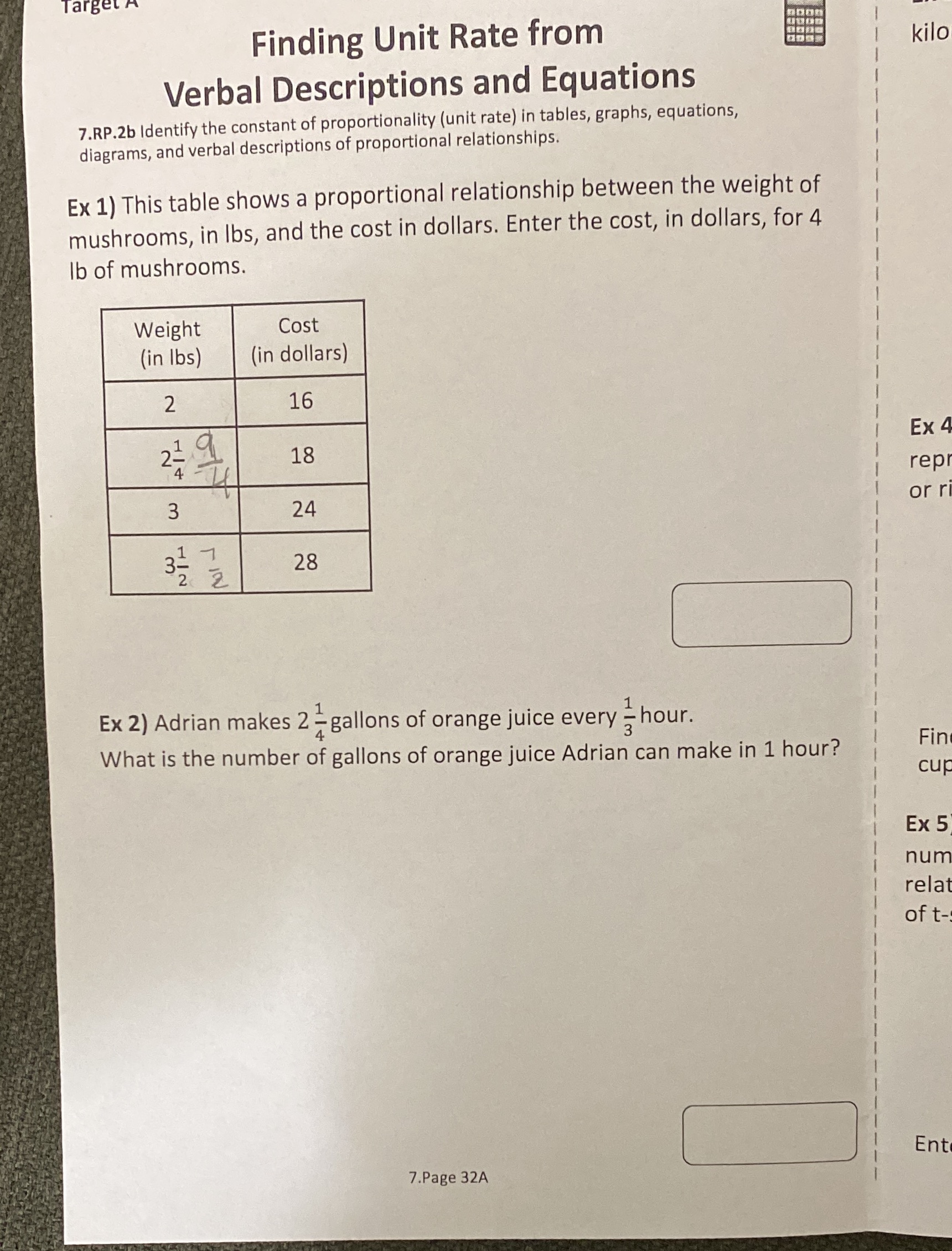 Target Finding Unit Rate from kilo Verbal