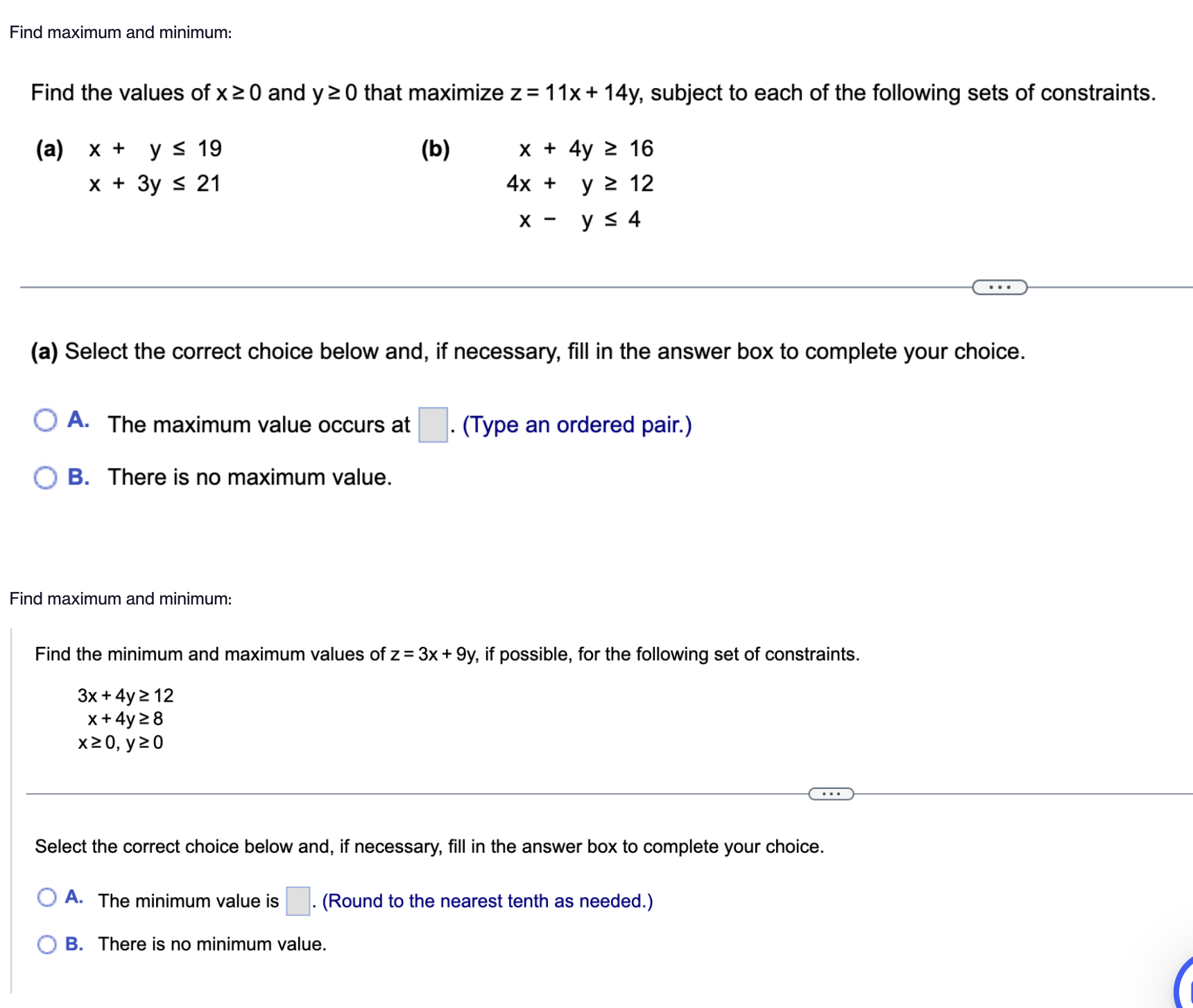 Find maximum and minimum: Find the values of x 2