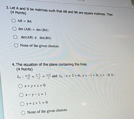 1. (4 Points) Let x and y be vectors in R". None
