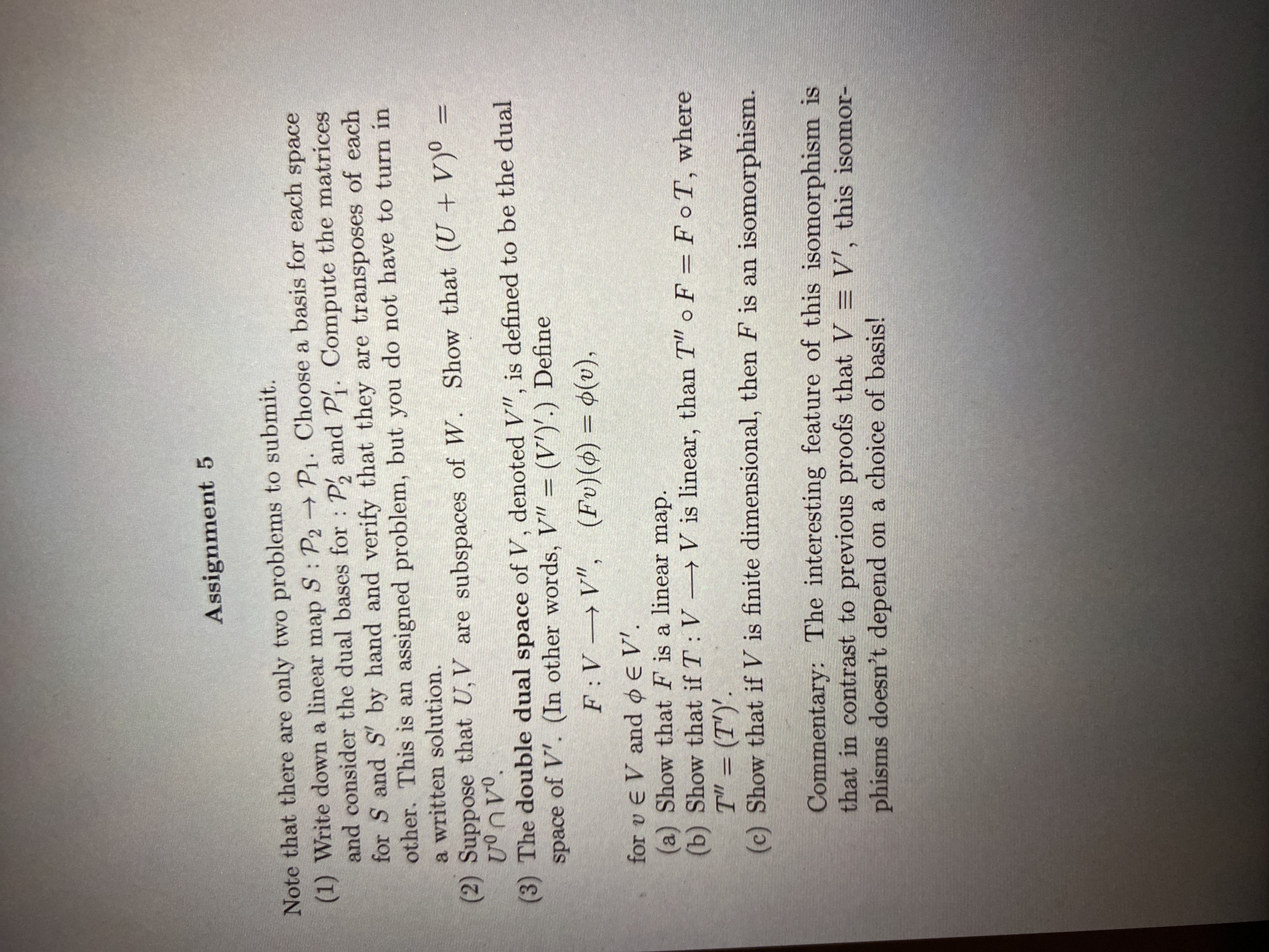 Assignment 5 Note that there are only two