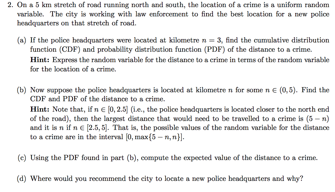 2. On a 5 km stretch of road running north and