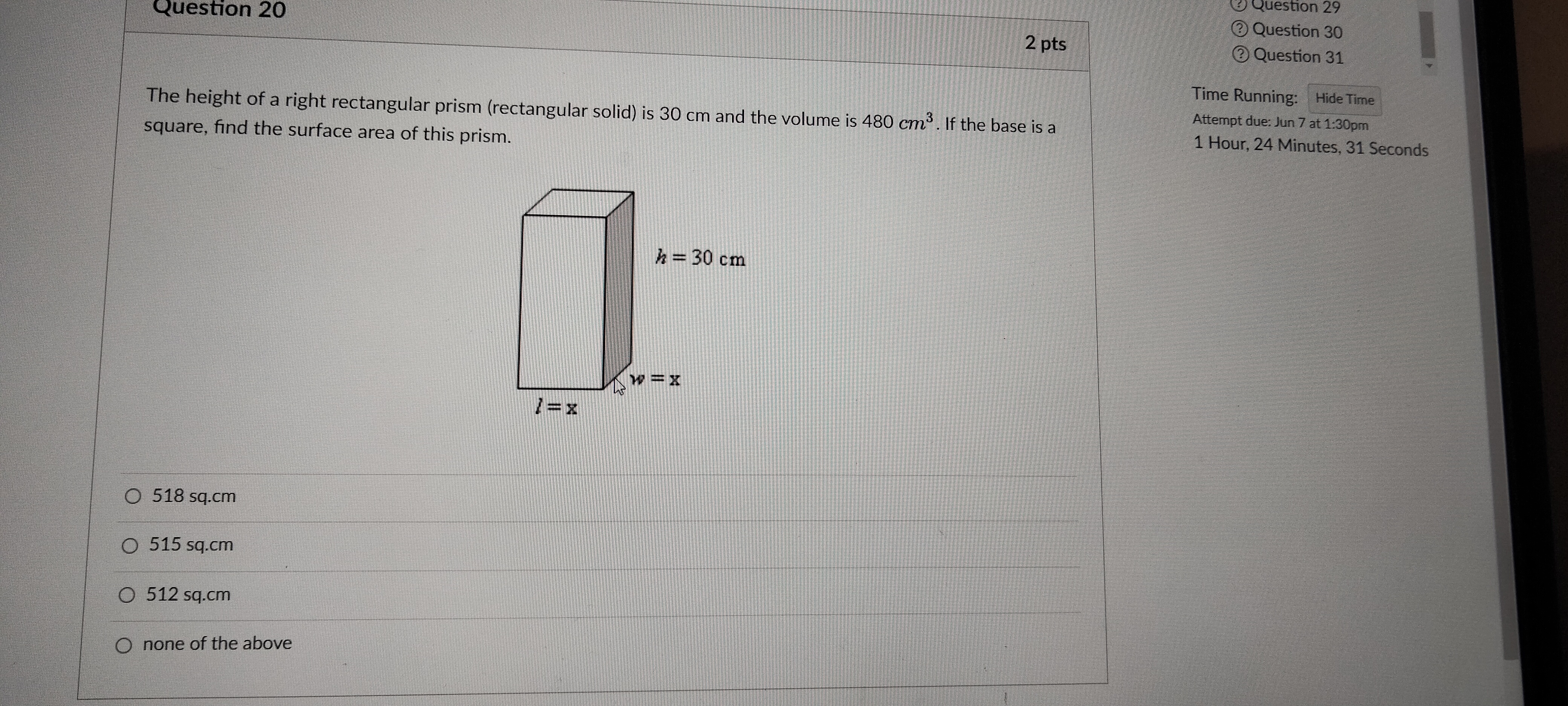 Question 29 Question 20 Question 30 2 pts