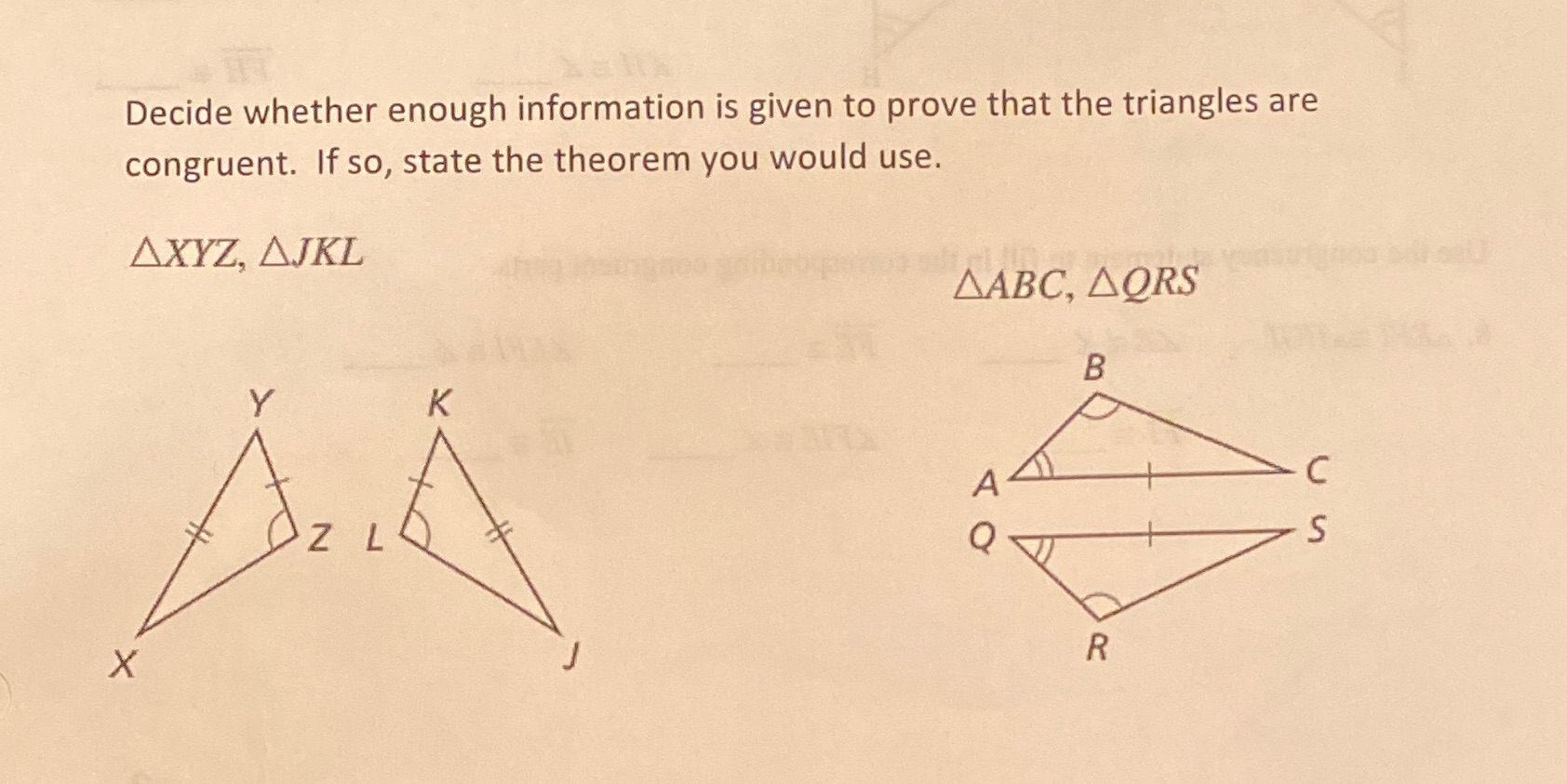 Decide whether enough information is given to
