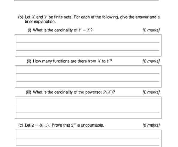 answer all parts (b) Let X and Y be finite sets.