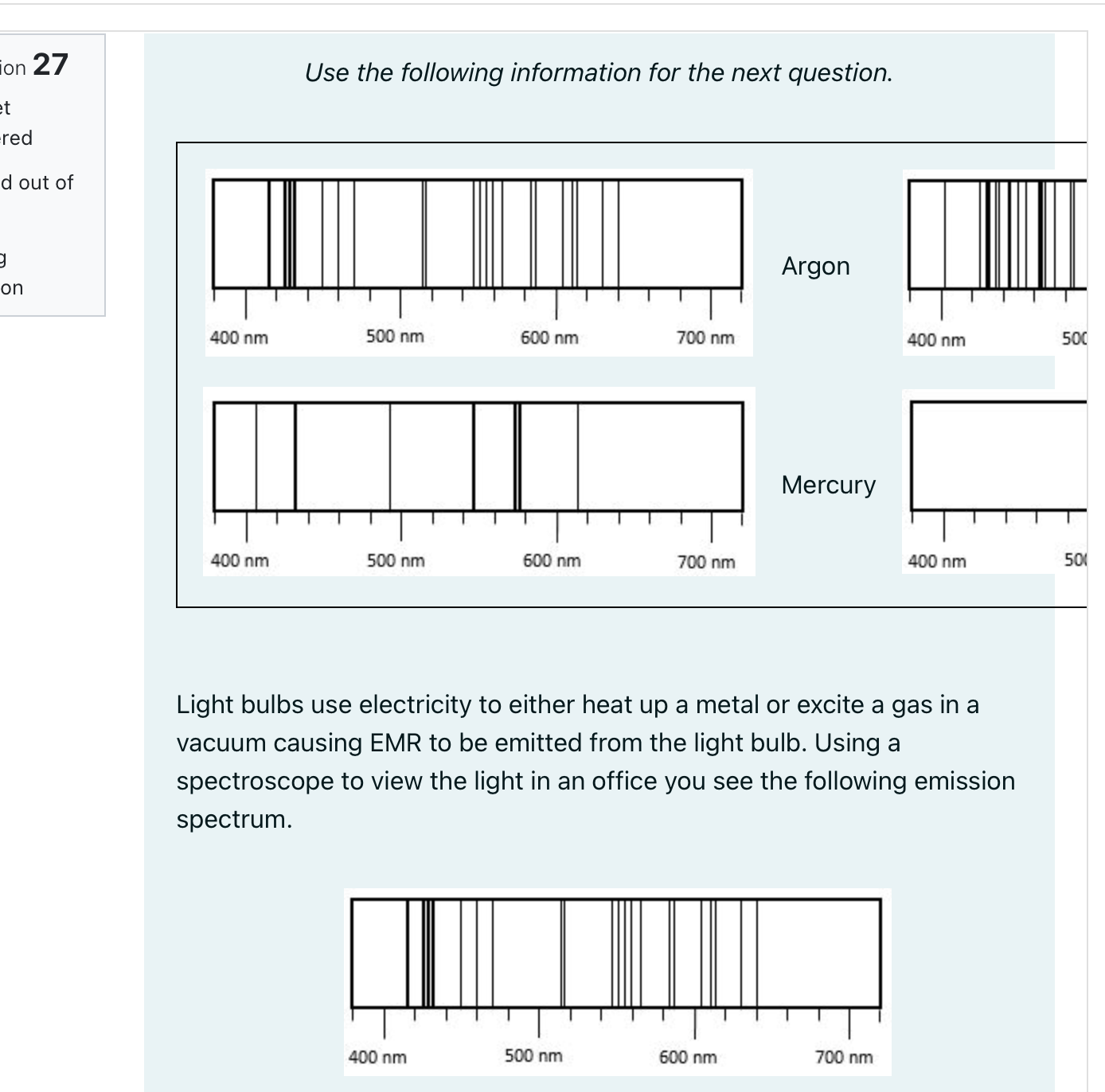 on 27 Use the following information for the next