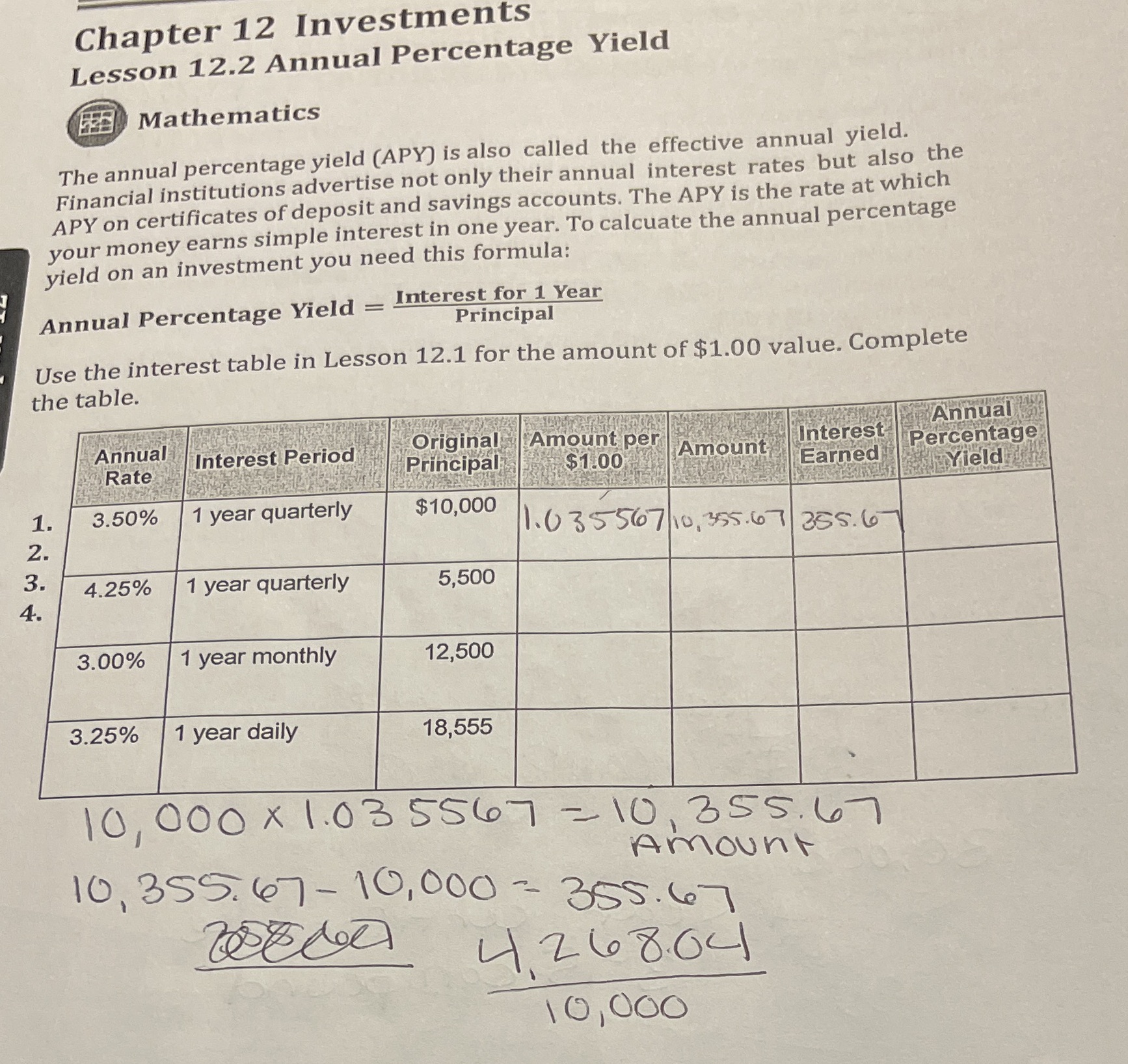 Chapter 12 Investments Lesson 12.2 Annual