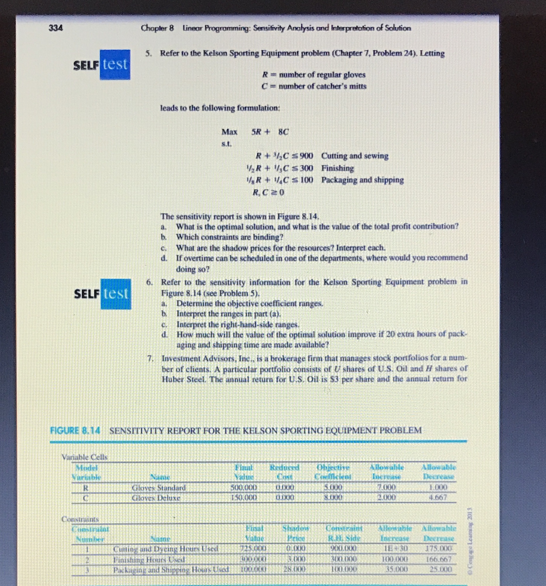 Linear programming : sensitivity analysis and