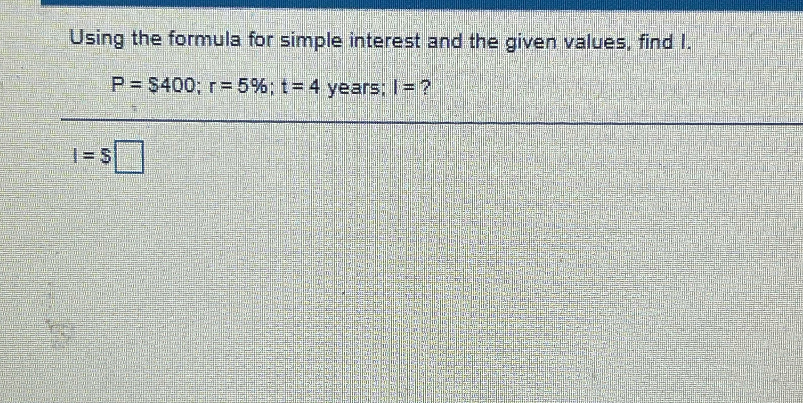 Using the formula for simple interest and the