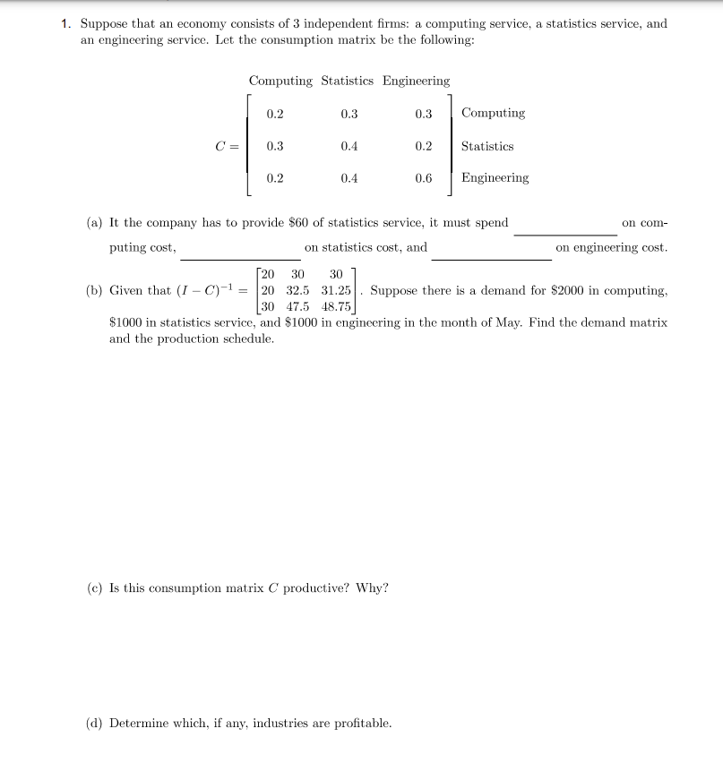 1. Suppose that an economy consists of 3