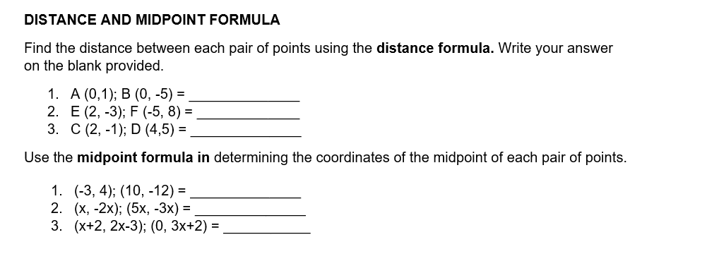 Help regarding distance formula and midpoint